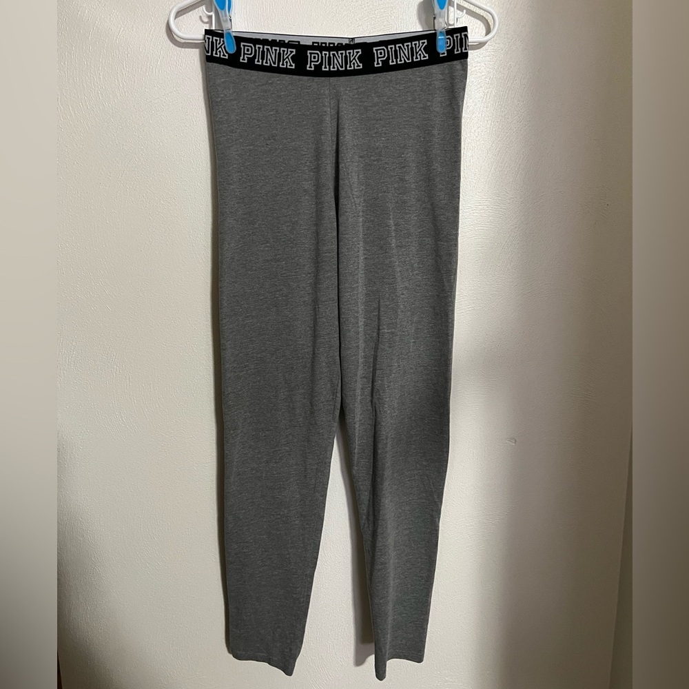 VICTORIA'S SECRET PINKā Classic Logo Waistband Leggings in Grey Women's Size M